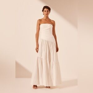 Maiori Strapless Tiered Maxi Dress – Ivory